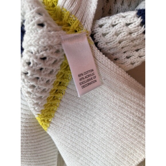 Kerri Rosenthal womens Smiley Face Cotton Open Knit Pullover Sweater size Large - Picture 4 of 5